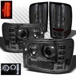 2009 GMC Sierra 2500HD Smoked Halo Projector Headlights and LED Tail Lights