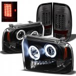 2007 Ford F350 Super Duty Black CCFL Halo Headlights and Smoked LED Tail Lights