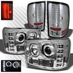 GMC Sierra 2500HD 2007-2014 Chrome Halo Projector Headlights and LED Tail Lights