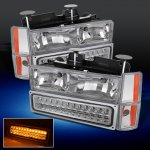 Chevy 3500 Pickup 1988-1993 Clear Euro Headlights and LED Bumper Lights