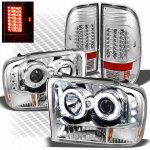 2003 Ford F350 Super Duty Chrome CCFL Halo Headlights and LED Tail Lights