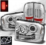 2007 Ford F350 Super Duty Chrome Projector Headlights and LED Tail Lights
