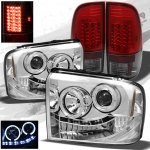 2006 Ford F250 Super Duty Chrome Projector Headlights and Red Smoked LED Tail Lights