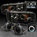 2003 Dodge Ram 3500 Smoked Halo Projector Headlights and Halo Fog Lights 2003 Dodge Ram 3500 Smoked Halo Projector Headlights and Halo Fog Lights