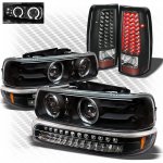 2000 Chevy Silverado Black Projector Headlights Bumper Lights and LED Tail Lights