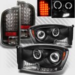 2008 Dodge Ram 3500 Black Projector Headlights and LED Tail Lights