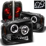 2007 Ford F350 Super Duty Black Halo Headlights and Tail Lights