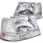 Ford Ranger 1998-2000 Clear Euro Headlights with LED and Bumper Lights Set
