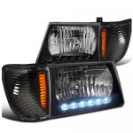 Ford Econoline Van 1992-2007 Black Headlights LED DRL and Corner Lights