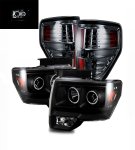 2010 Ford F150 Black CCFL Halo Headlights and Smoked LED Tail Lights 2010 Ford F150 Black CCFL Halo Headlights and Smoked LED Tail Lights