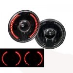 Jeep Wrangler 2007-2015 Black Headlights Conversion Red LED Halo