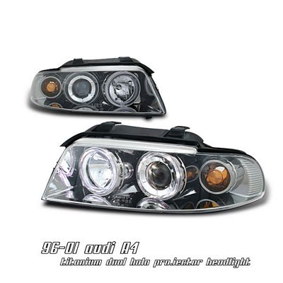 Audi A4 2000-2001 Smoked Dual Halo Projector Headlights