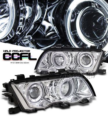 BMW E46 Sedan 3 Series 1999-2001 Clear Dual CCFL Halo Projector Headlights