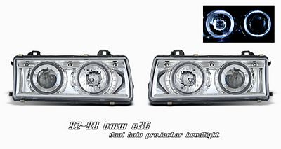 BMW E36 3 Series 1992-1998 Clear Dual Halo Projector Headlights