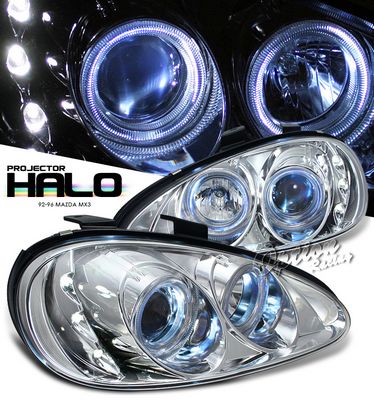 Mazda MX3 1992-1996 Clear Dual Halo Projector Headlights