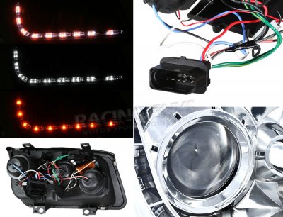 VW Jetta 1999-2004 Clear Projector Headlights with LED DRL