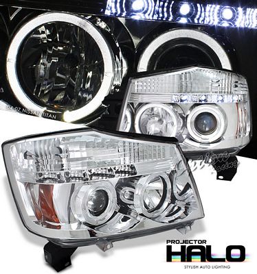 Nissan Titan 2004-2007 Clear Dual Halo Projector Headlights