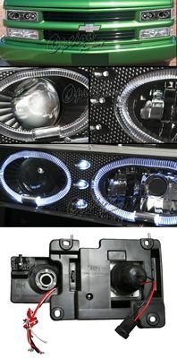 Chevy Blazer Full Size 1992-1994 Black Halo Projector Headlights with LED