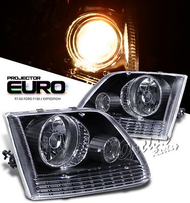 Ford Expedition 1997-2002 Black Crystal Projector Headlights