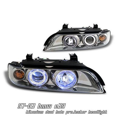 BMW E39 5 Series 1997-2003 Smoked Dual Halo Projector Headlights