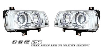 VW Jetta 1993-1998 Clear Dual Halo Projector Headlights