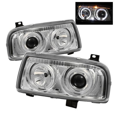 VW Jetta 1993-1998 Clear Halo Projector Headlights with LED