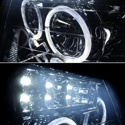 Nissan Titan 2004-2015 Black Projector Headlights Halo LED