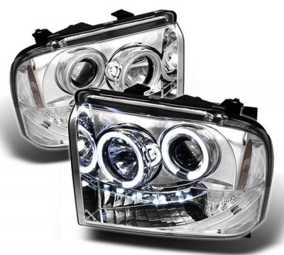 Ford F450 Super Duty 2005-2007 Clear CCFL Halo Projector Headlights with LED