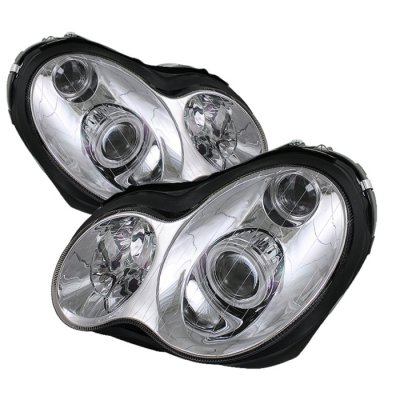 Mercedes Benz C Class Sedan 2001-2005 Clear Halo Projector Headlights