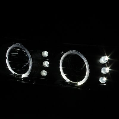 Chevy Suburban 2000-2006 Black Halo Projector Headlights LED DRL