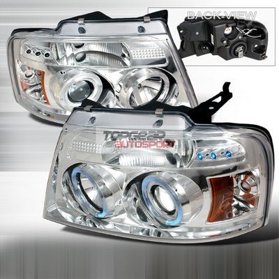 Ford F150 2004-2008 Clear Dual Halo Projector Headlights with LED