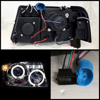 Ford Ranger 2001-2011 Clear Dual Halo Projector Headlights with LED
