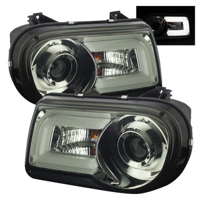 Chrysler 300C 2005-2010 Smoked Projector Headlights LED DRL