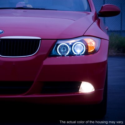 BMW 3 Series E90 Sedan 2006-2008 Smoked Halo Projector Headlights