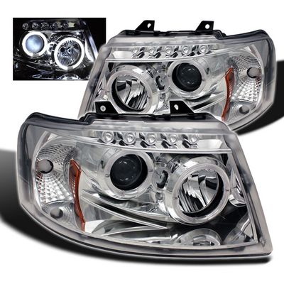 Ford Expedition 2003-2006 Clear Dual Halo Projector Headlights with Integrated LED