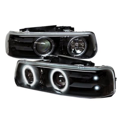 Chevy Suburban 2000-2006 Black CCFL Halo Projector Headlights with LED