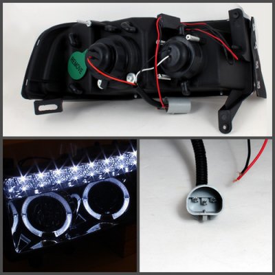 Dodge Ram 3500 1994-2002 Smoked Halo Projector Headlights with LED DRL