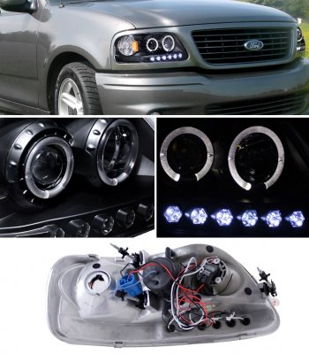 Ford F150 1997 03 Black Halo Projector Headlights With Led A101ejcm101 Topgearautosport