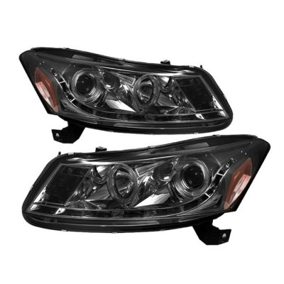 Honda Accord Sedan 2008-2012 Smoked Halo Projector Headlights with LED DRL