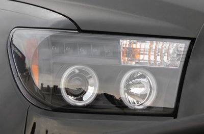 Toyota Tundra 2007-2013 Black Dual Halo Projector Headlights with LED