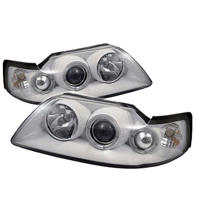 Ford Mustang 1999-2004 White Dual Halo Projector Headlights