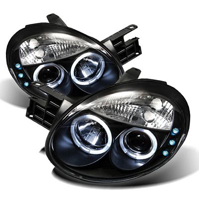 Dodge Neon 2003-2005 Black Dual Halo Projector Headlights with Integrated LED