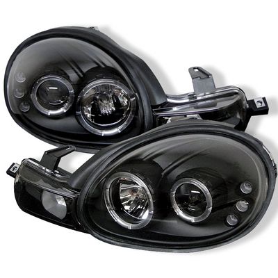 Dodge Neon 2000-2002 Black Dual Halo Projector Headlights with Integrated LED