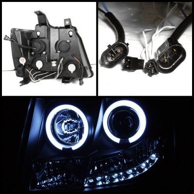 Chevy Avalanche 2007-2014 Black CCFL Halo Projector Headlights with LED
