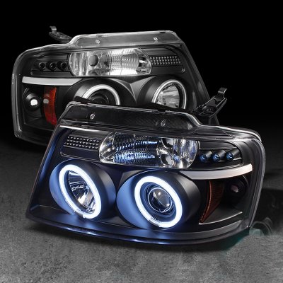 Ford F150 2004-2008 Black Dual CCFL Halo Projector Headlights with
