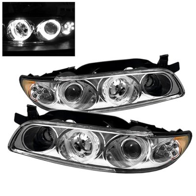 Pontiac Grand Prix 1997-2003 Clear Dual Halo Projector Headlights with LED