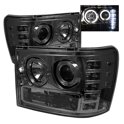 GMC Sierra 2007-2013 Smoked Dual Halo Projector Headlights with LED