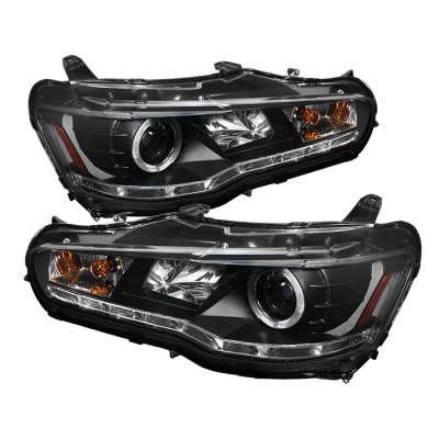 Mitsubishi Lancer 2008-2017 Black Halo Projector Headlights with LED