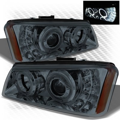 Chevy Silverado 2003-2006 Smoked Projector Headlights Halo LED