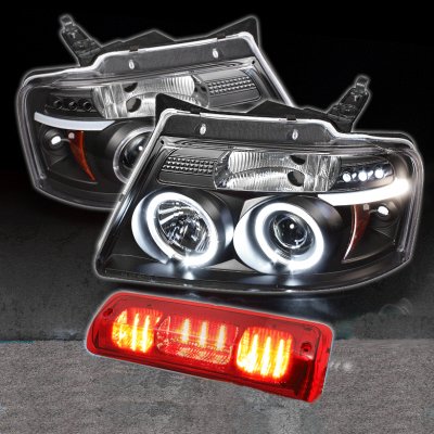 Ford F150 2004-2008 Black Halo Projector Headlights and Red LED Brake Light